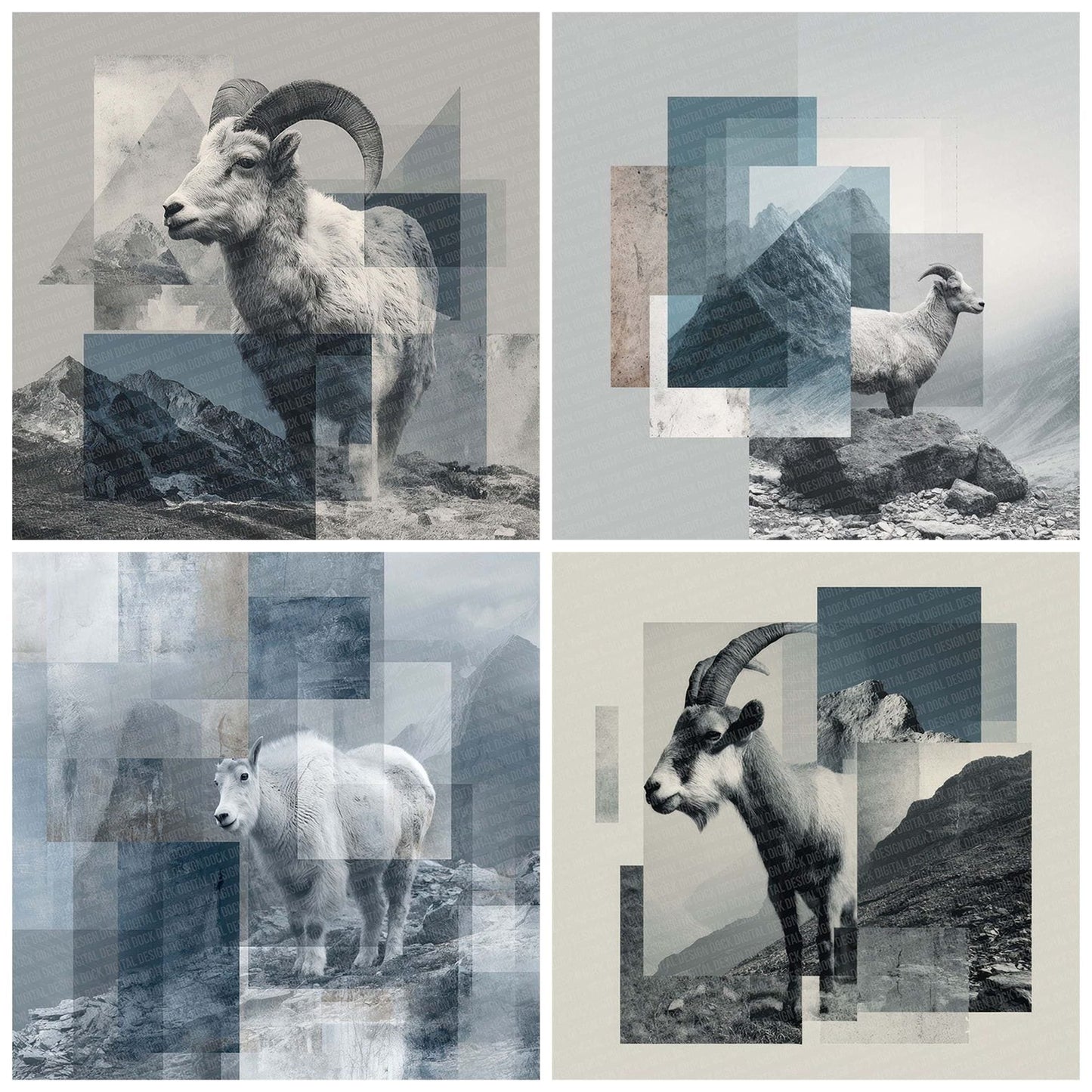Mountain Goat Alpine Moodboard Digital Paper Pack (DDD002624)