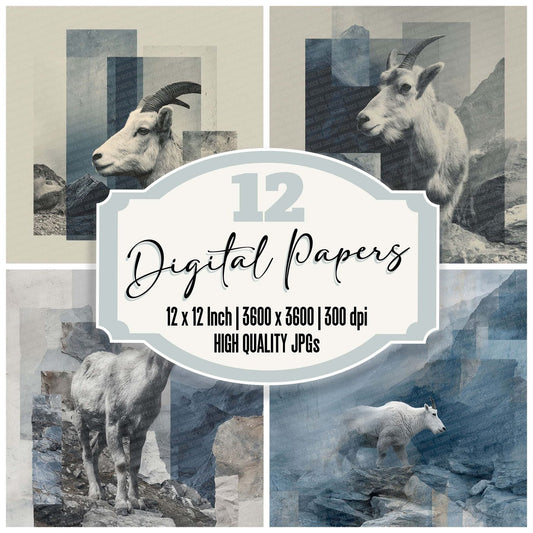 Mountain Goat Alpine Moodboard Digital Paper Pack (DDD002624)