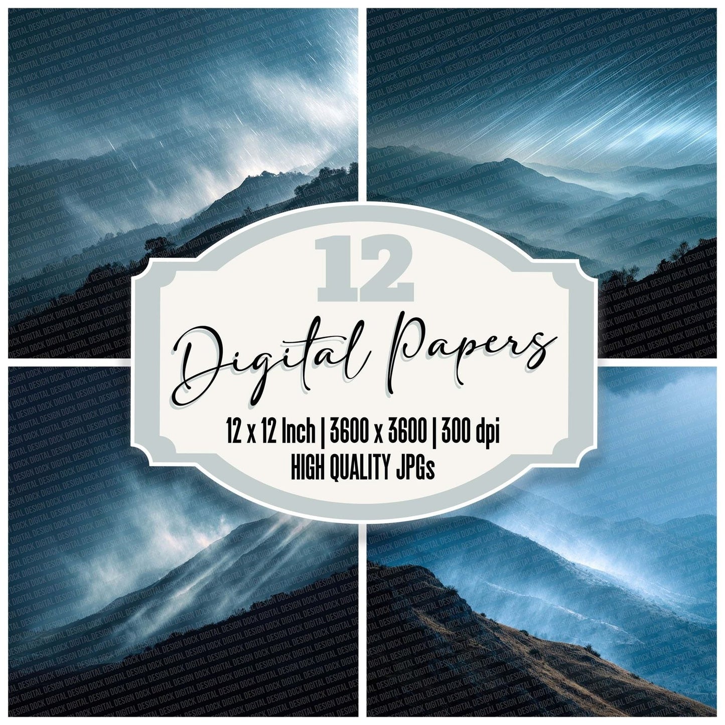 Mountain Rain Fog Digital Paper Pack (DDD002626)