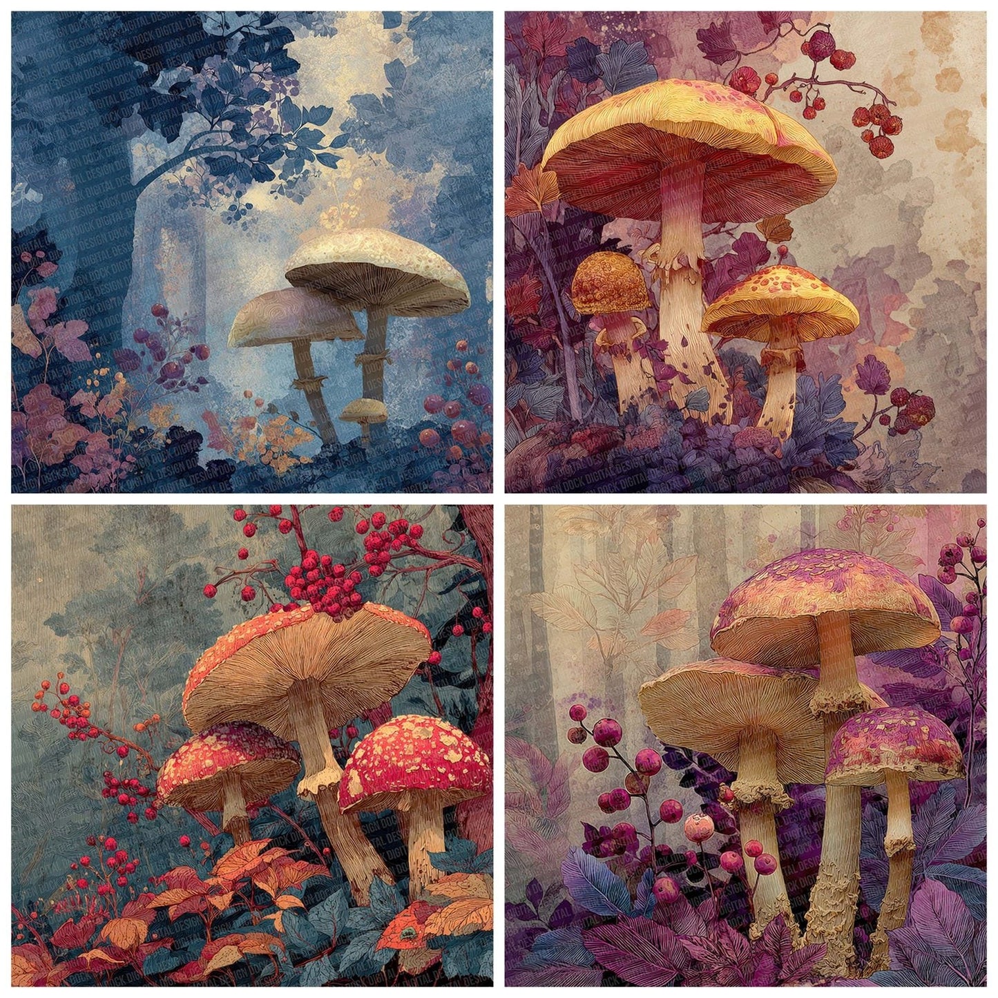 Mushroom Tale Bloom Digital Paper Pack (DDD002634)