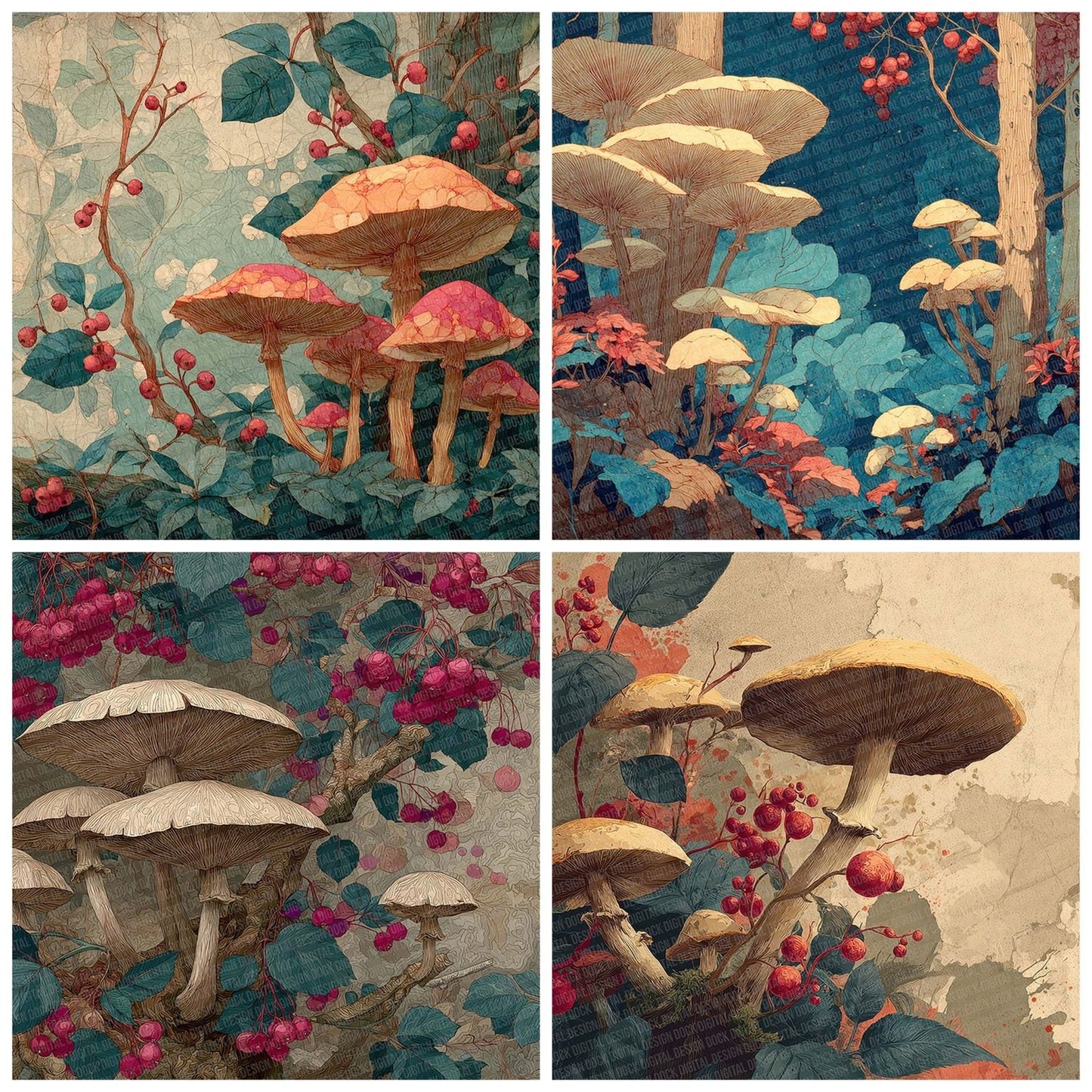 Mushroom Tale Bloom Digital Paper Pack (DDD002634)