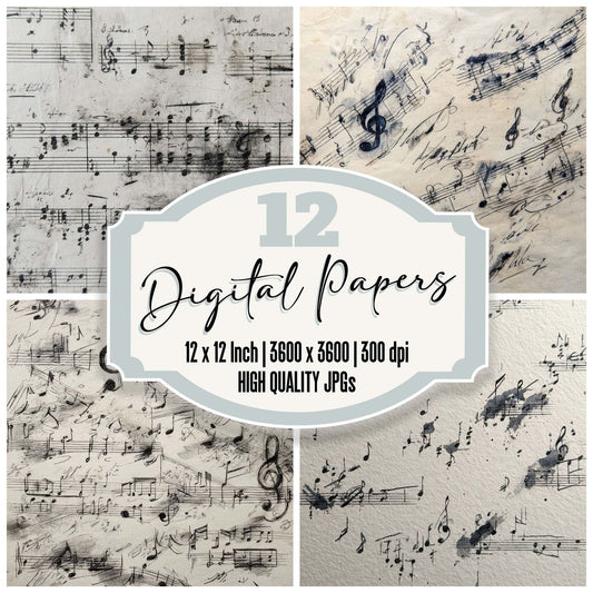 Music Note Linework Digital Paper Pack (DDD002638)
