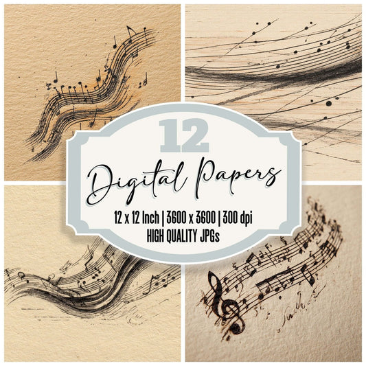 Music Staff Sketch Digital Paper Pack (DDD002640)