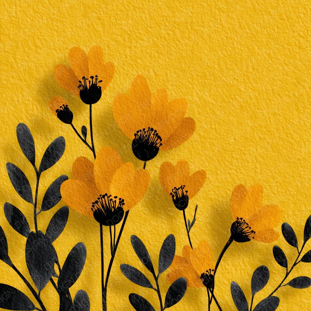 Mustard Floral Block Background Digital Paper Pack (DDD007757)