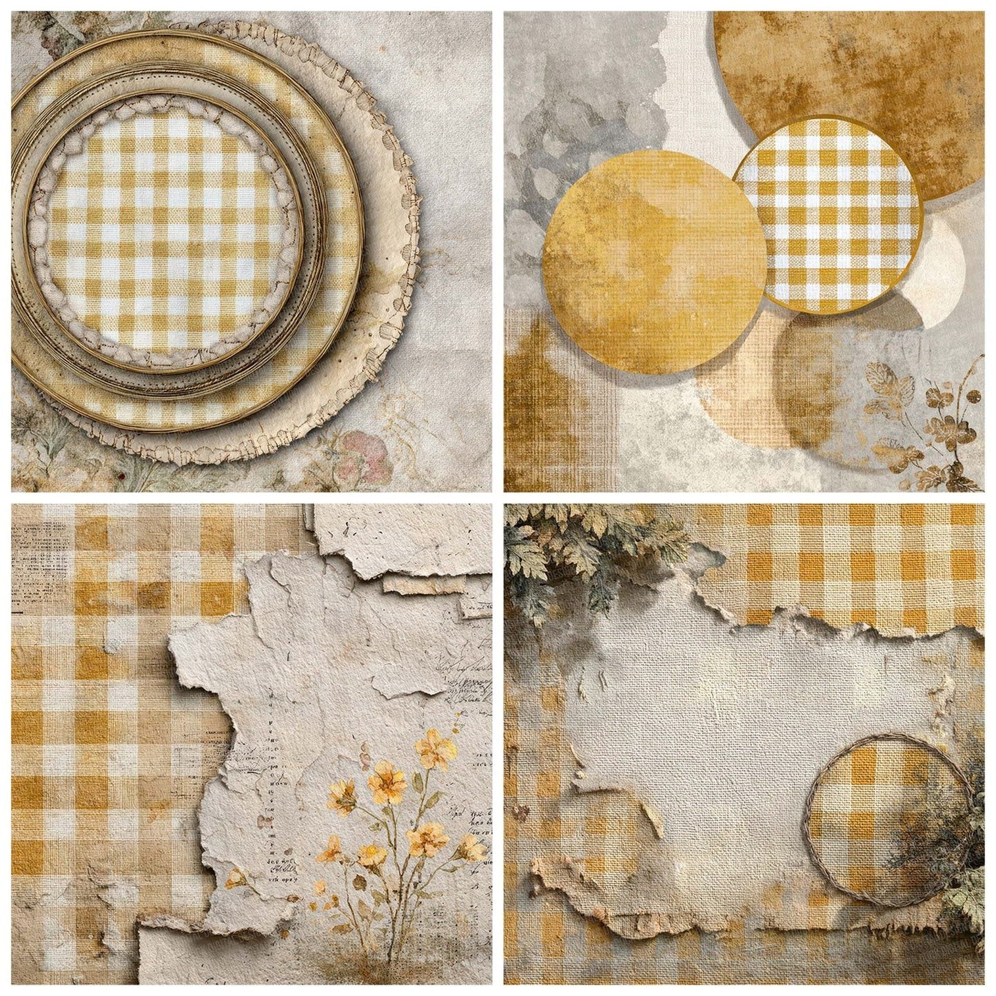 Mustard Gingham Stitch Digital Paper Pack (DDD007682)