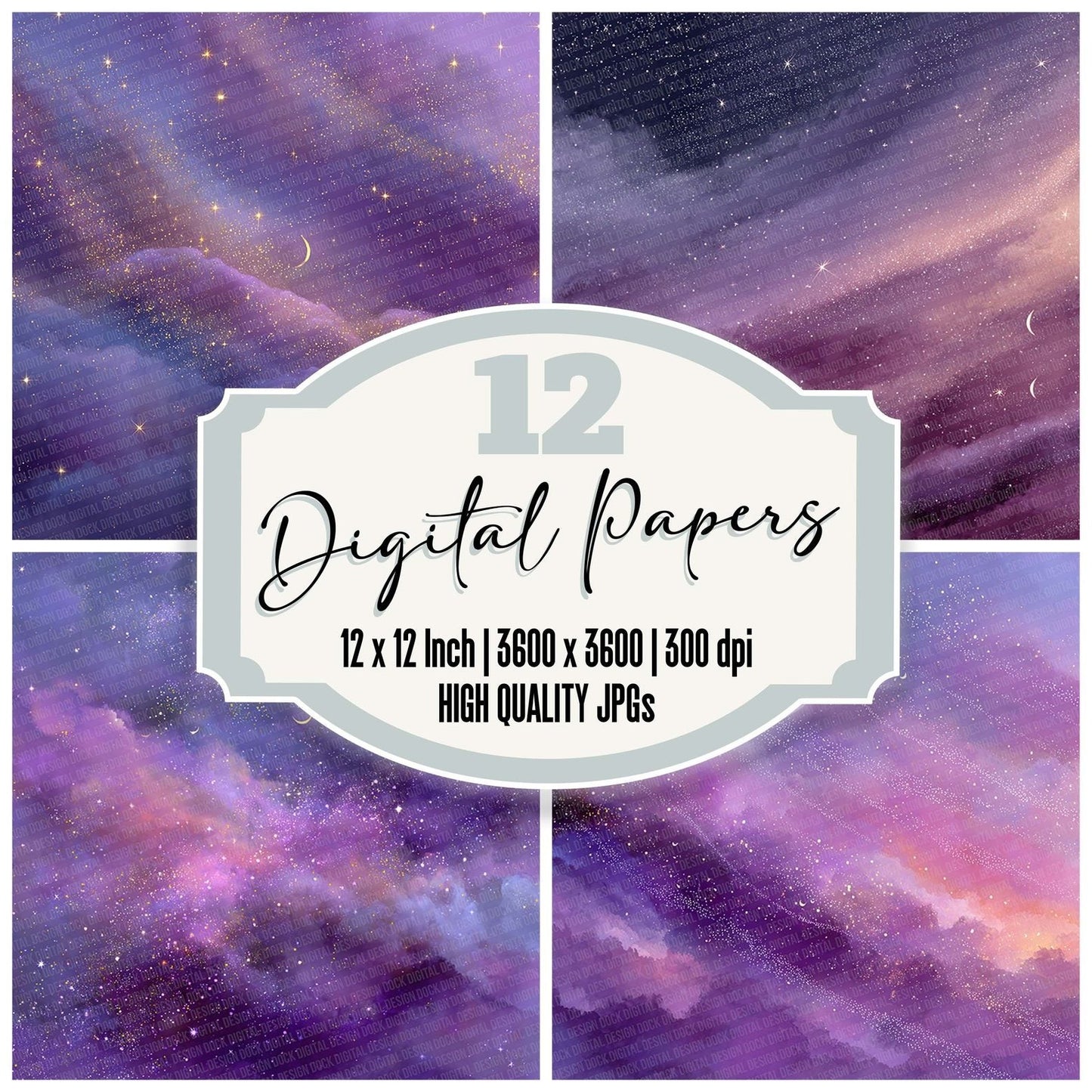 Mystic Purple Abstract Digital Paper Pack (DDD002653)