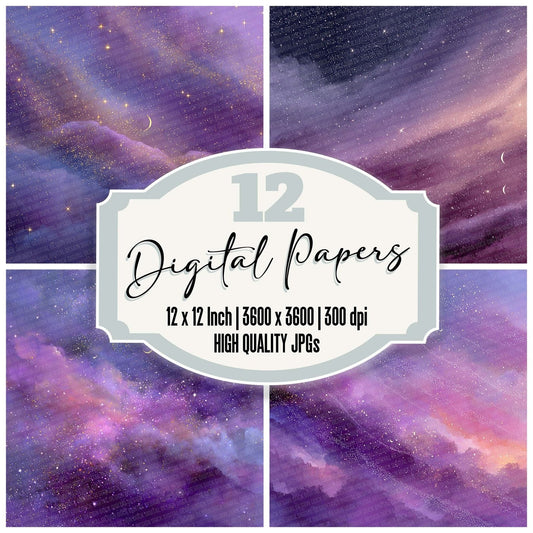 Mystic Purple Abstract Digital Paper Pack (DDD002653)