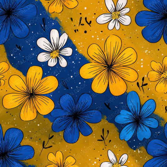 Naive Cartoon Floral Background Digital Paper Pack (DDD007861)