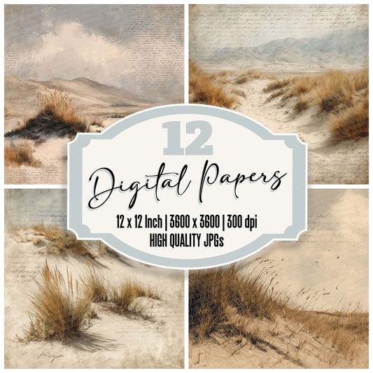 Natural Dune Script Grass Digital Paper Pack (DDD002661)