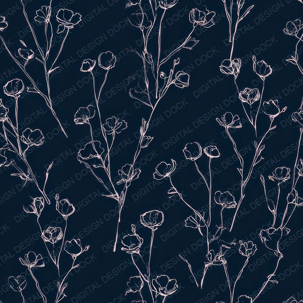 Navy Blush Outlines Digital Paper Pack (DDD008016)