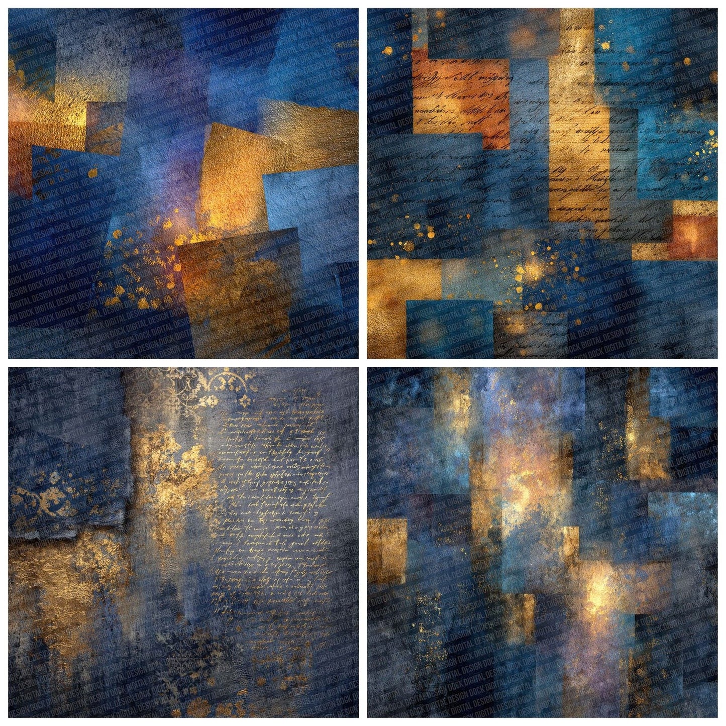 Navy Gold Christian Sacred Layers Digital Paper Pack (DDD002666)