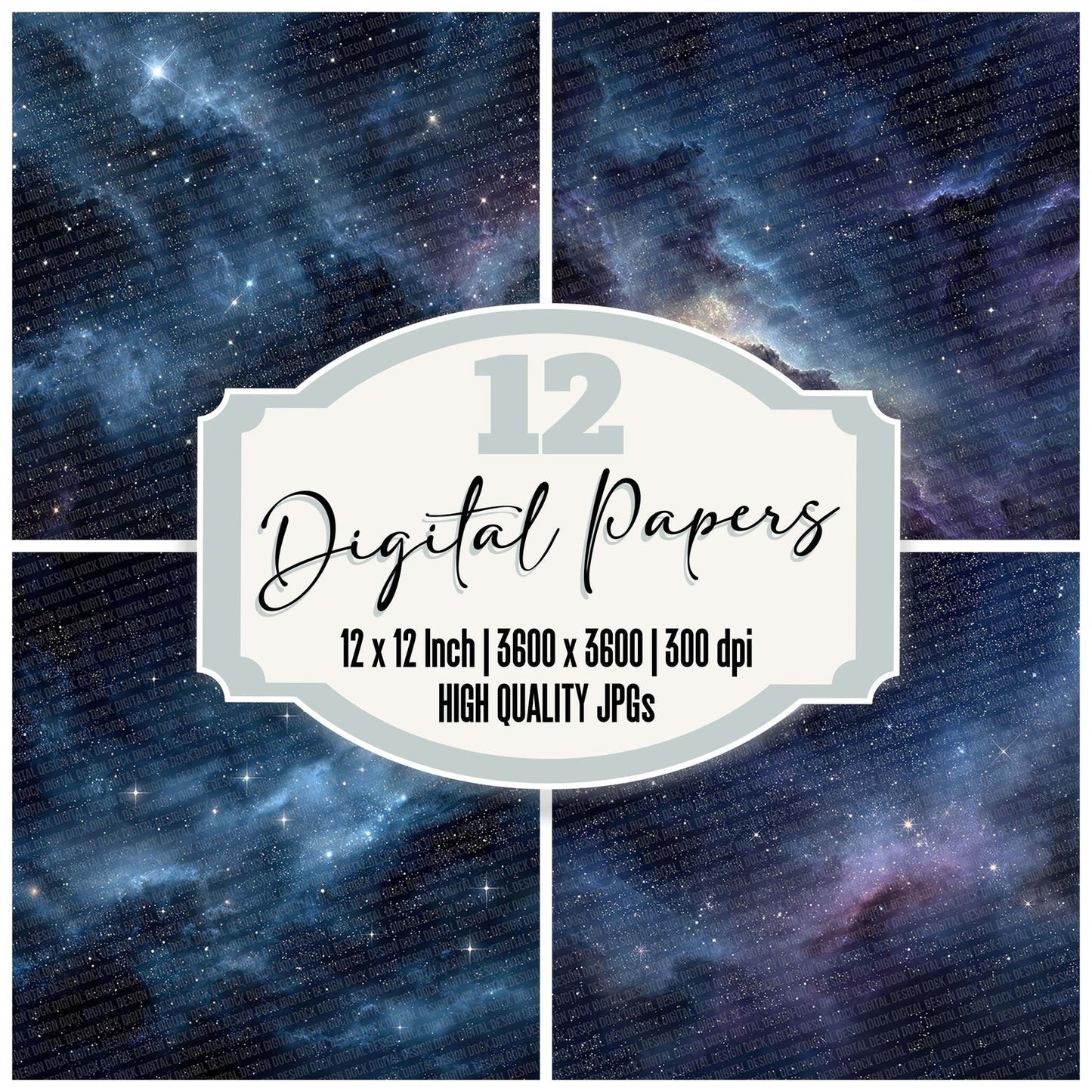 Navy Night Abstract Digital Paper Pack (DDD002667)