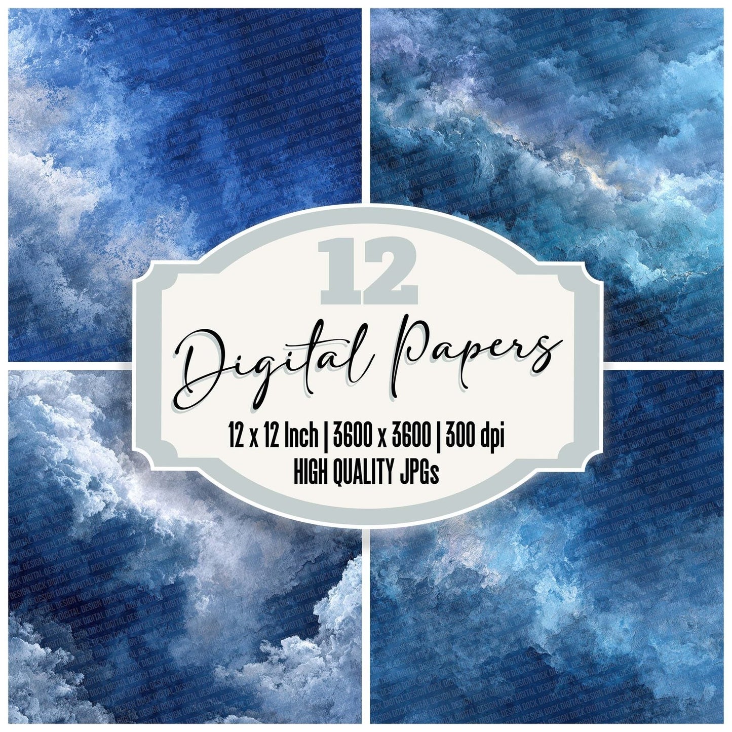 Navy Steel Ripple Digital Paper Pack (DDD002669)