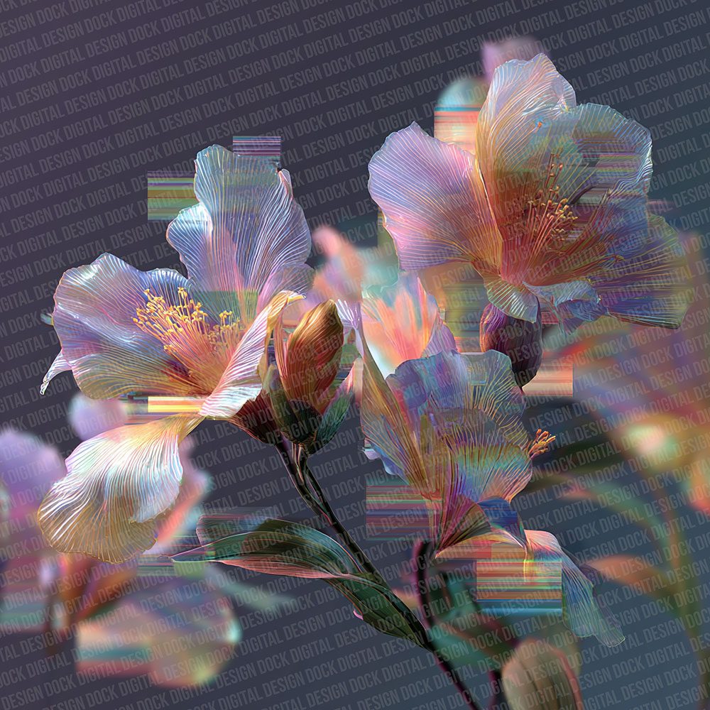 Neon Botanical Glitch Digital Paper Pack (DDD002677)