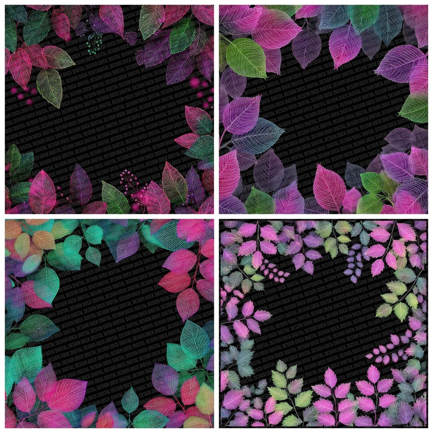 Neon Botanical Outline Digital Paper Pack (DDD002678)