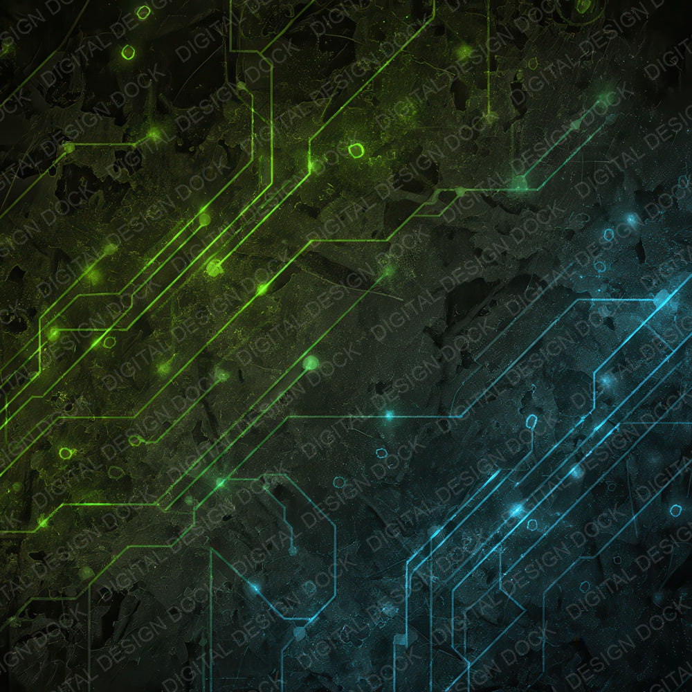 Neon Circuit Grunge Digital Paper Pack (DDD008570)