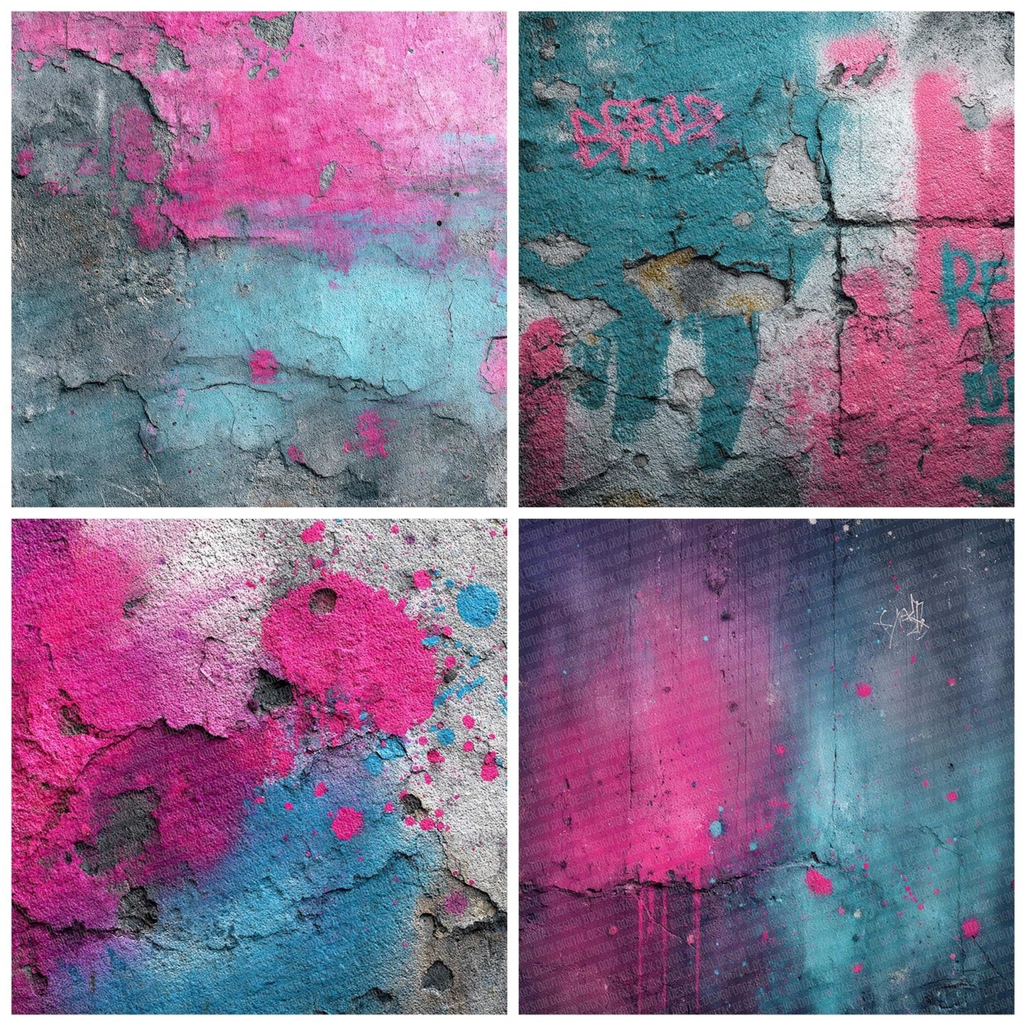 Neon Concrete Graffiti Digital Paper Pack (DDD007685)