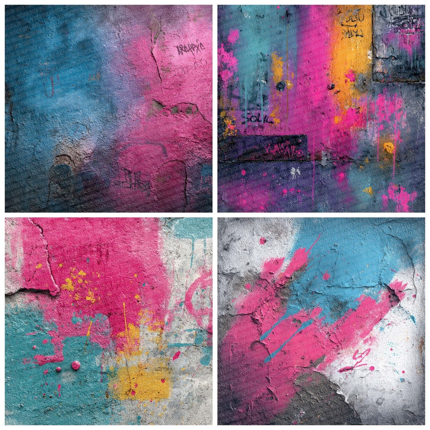 Neon Concrete Graffiti Digital Paper Pack (DDD007685)
