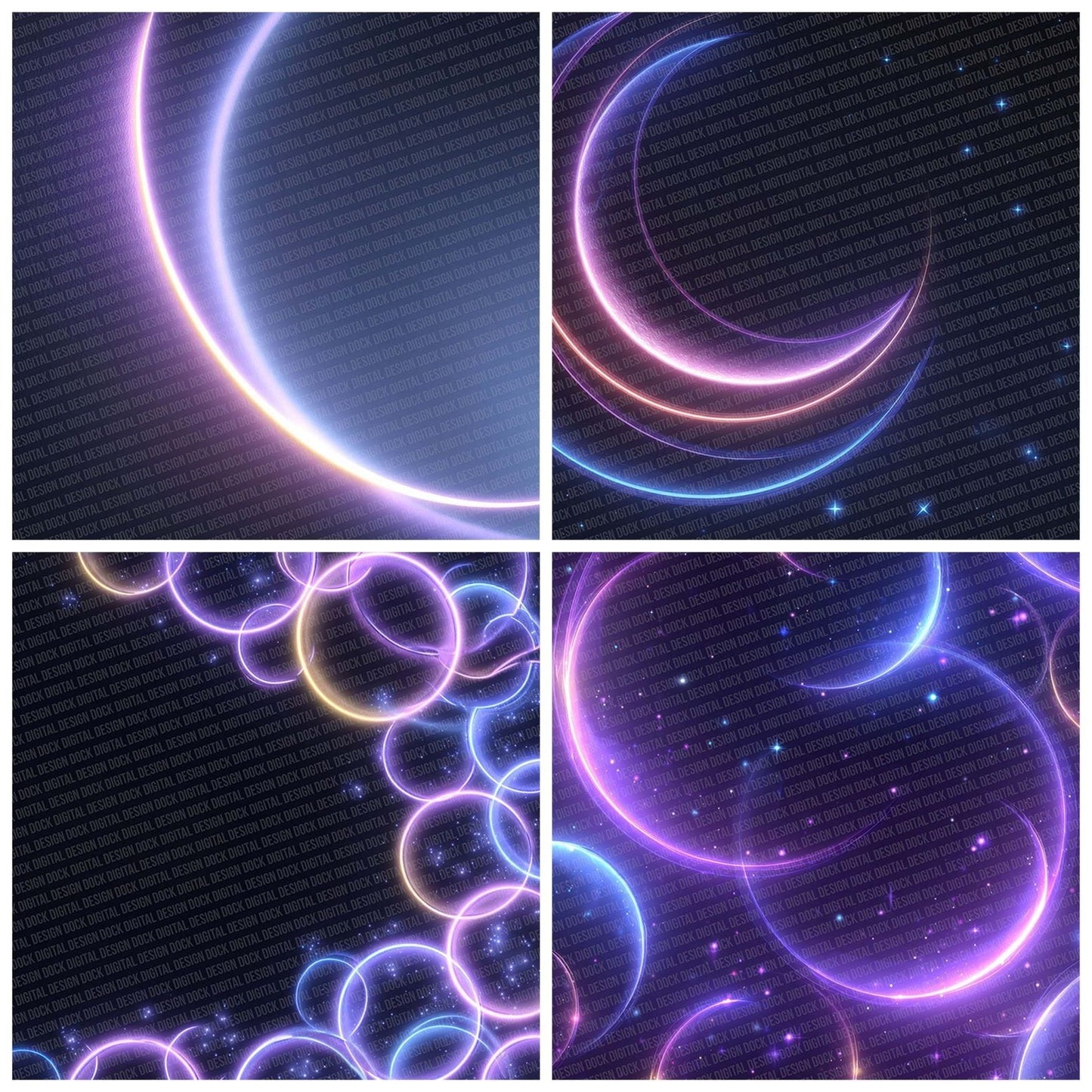 Neon Crescent Border Digital Paper Pack (DDD002681)