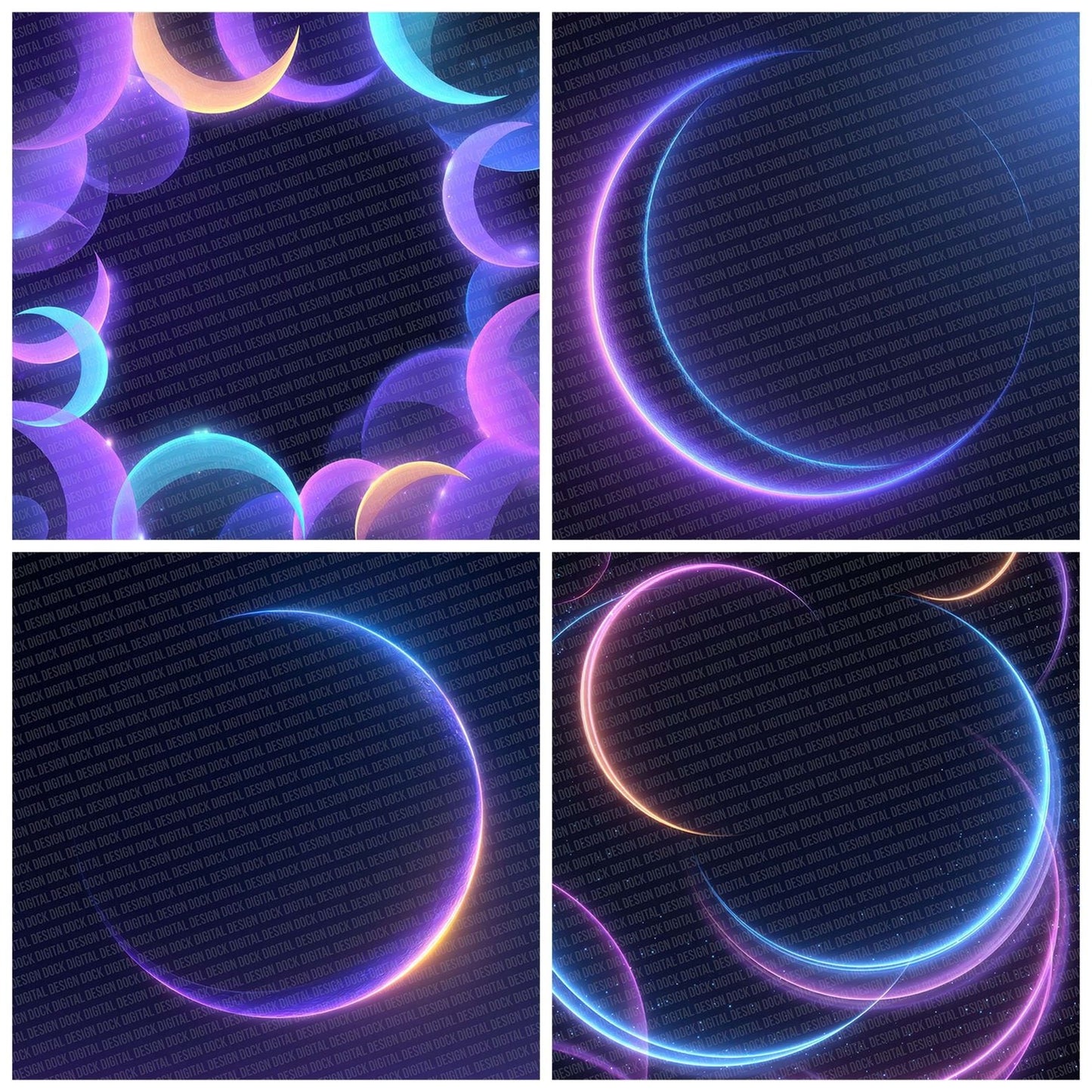 Neon Crescent Border Digital Paper Pack (DDD002681)