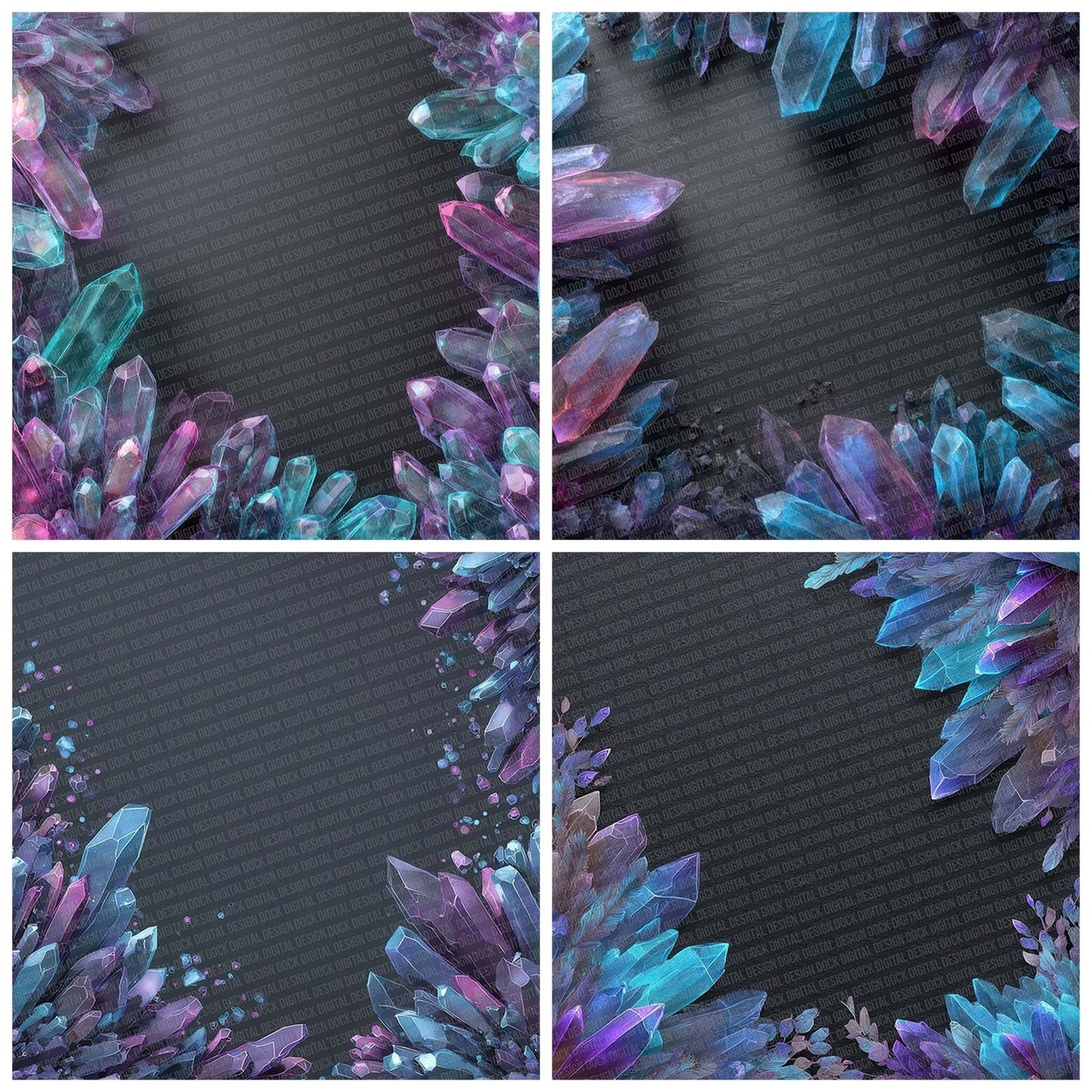 Neon Crystal Corner Digital Paper Pack (DDD002682)