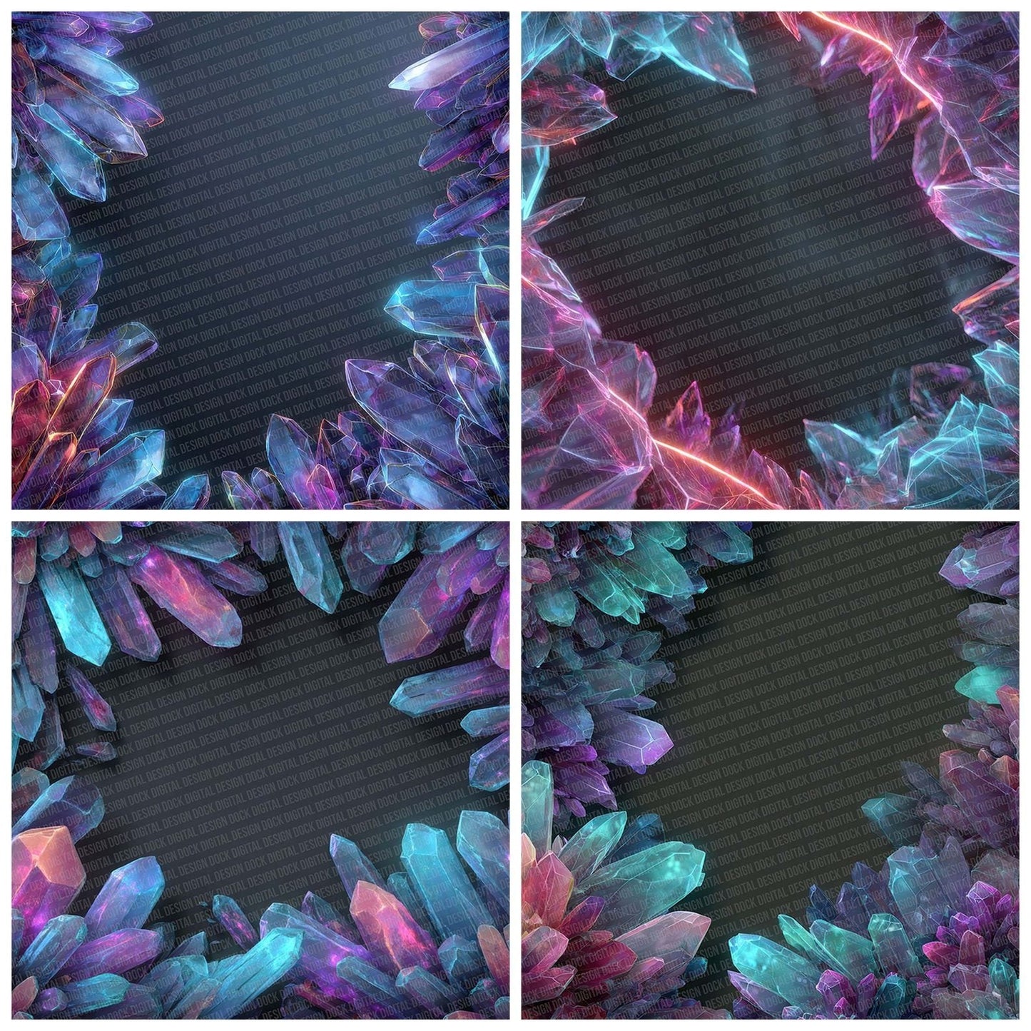 Neon Crystal Corner Digital Paper Pack (DDD002682)