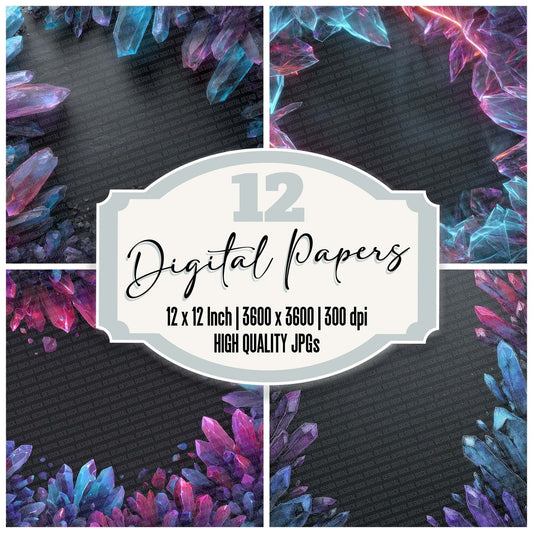Neon Crystal Corner Digital Paper Pack (DDD002682)