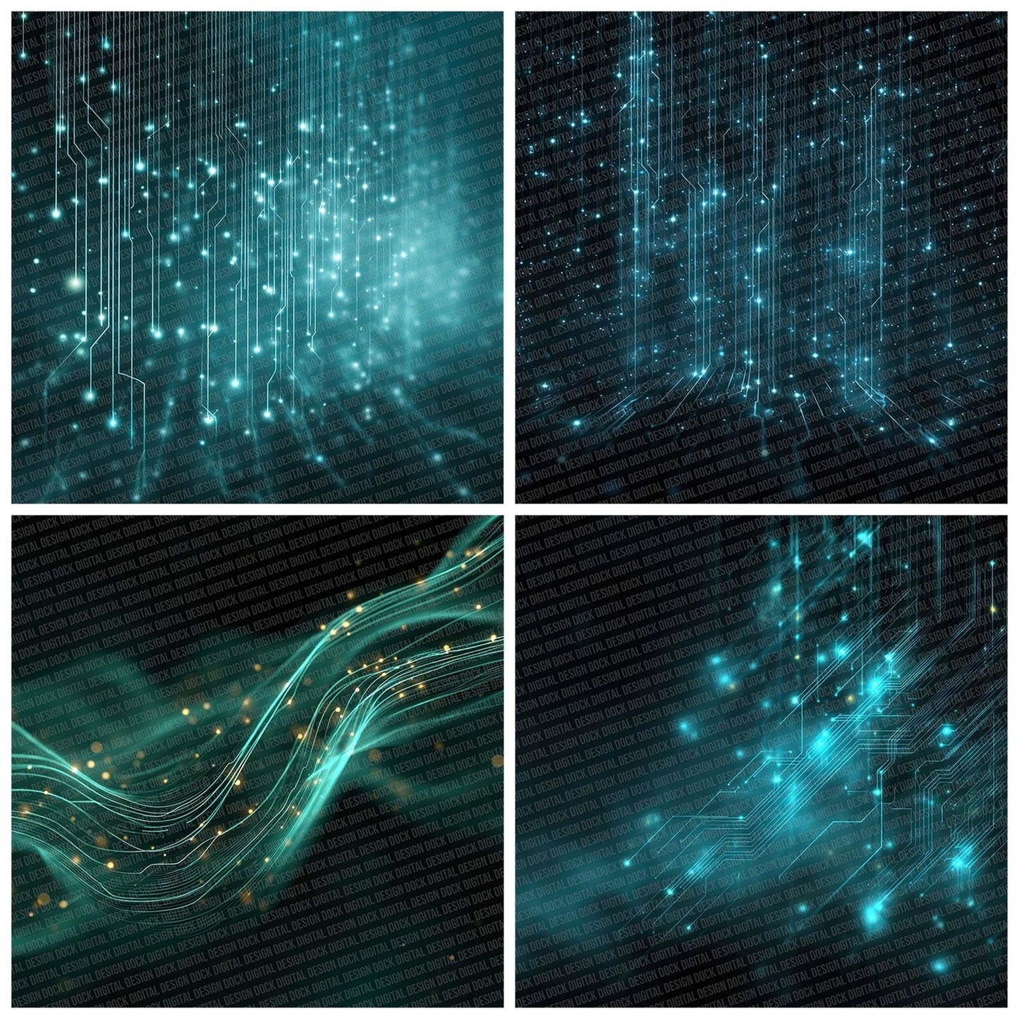 Neon Cyan Mist Abstract Digital Paper Pack (DDD002683)