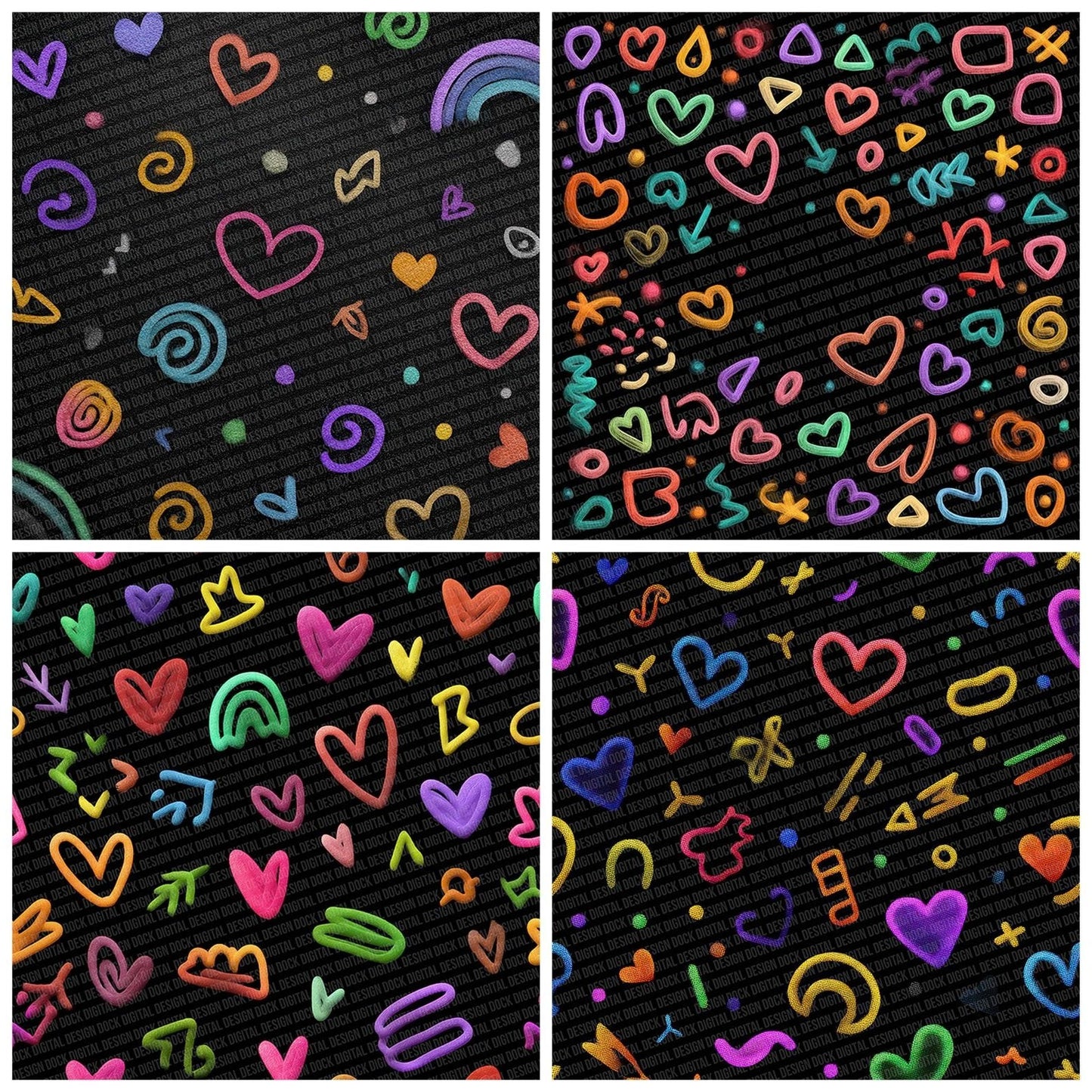 Neon Doodle Border Digital Paper Pack (DDD002685)