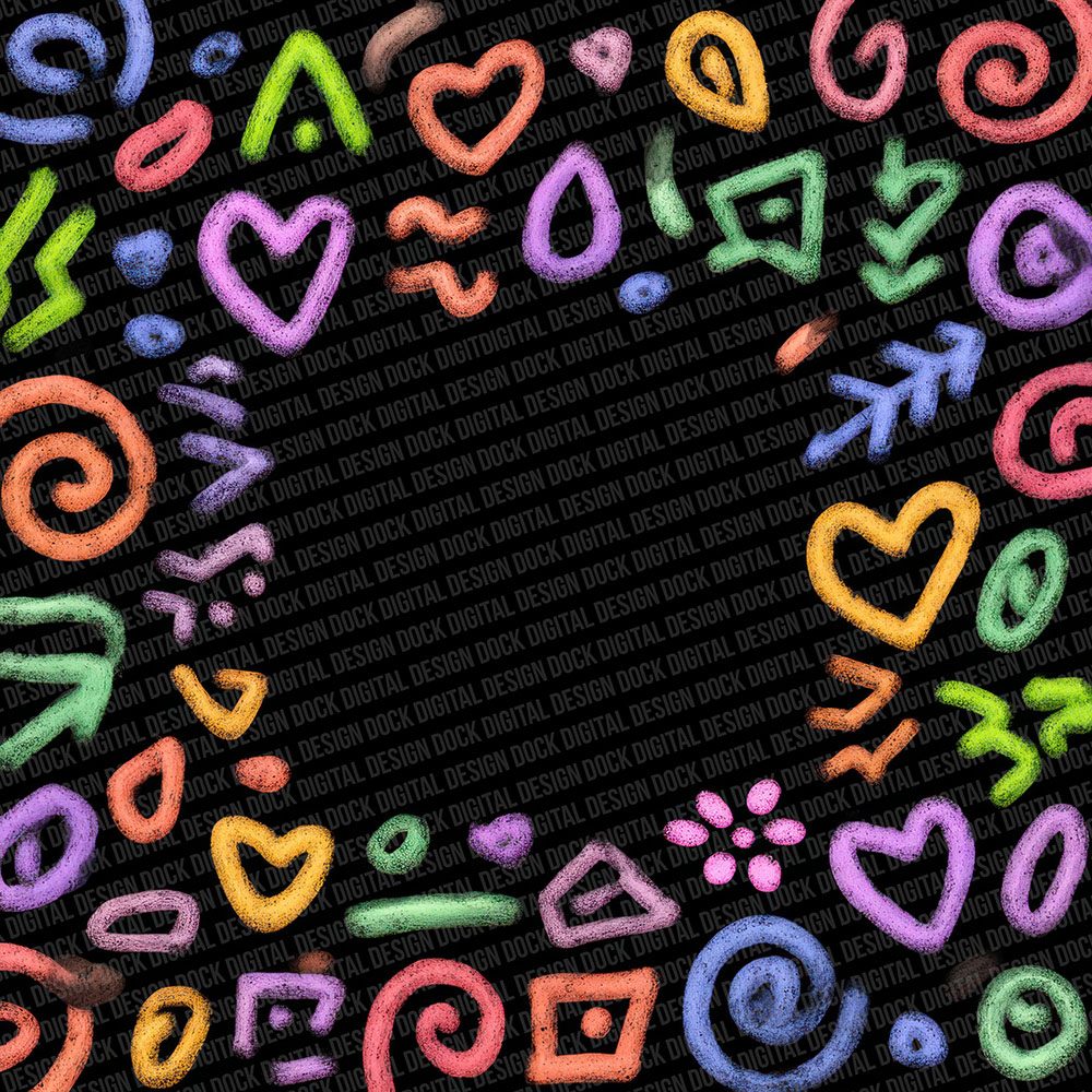 Neon Doodle Border Digital Paper Pack (DDD002685)