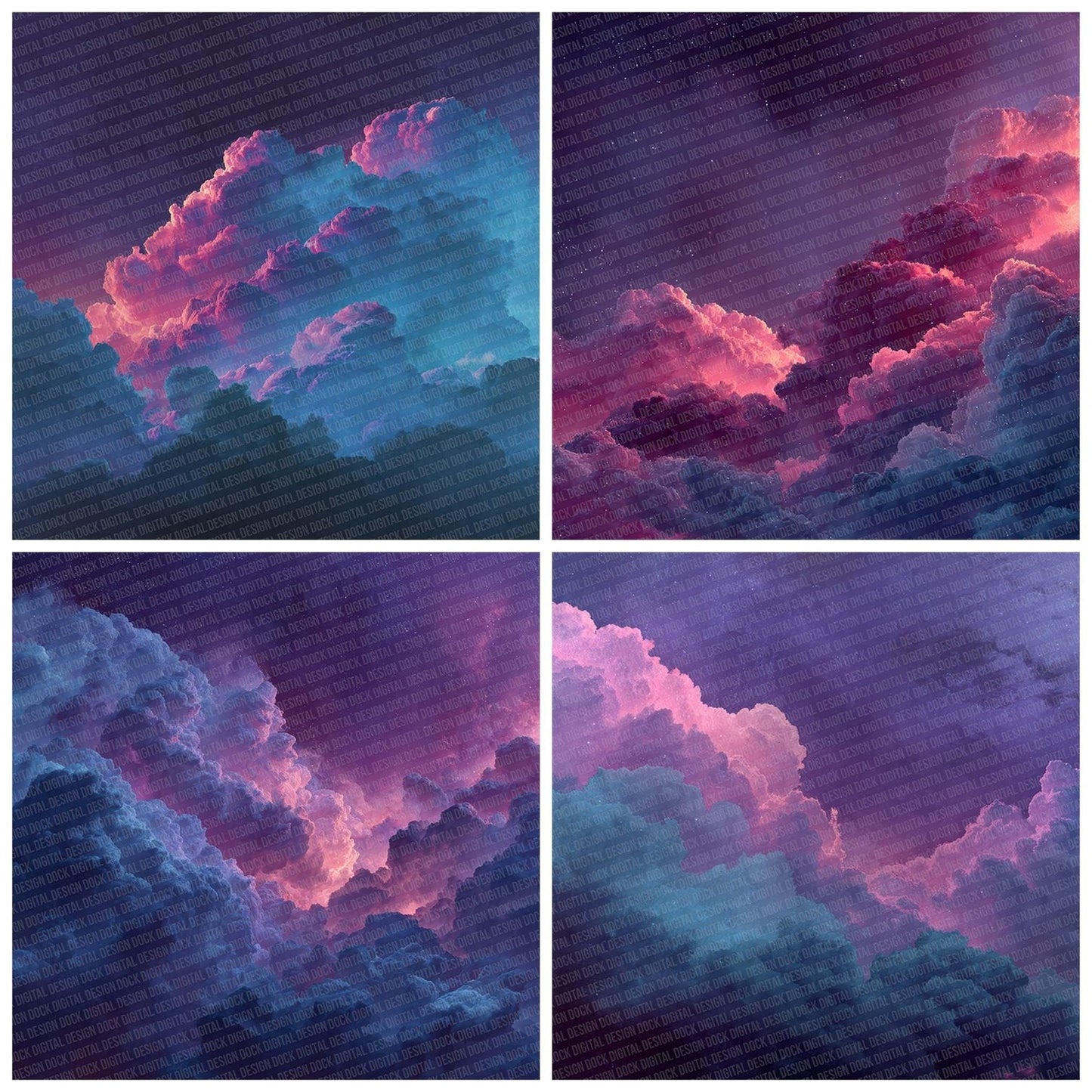 Neon Dream Clouds Digital Paper Pack (DDD002686)