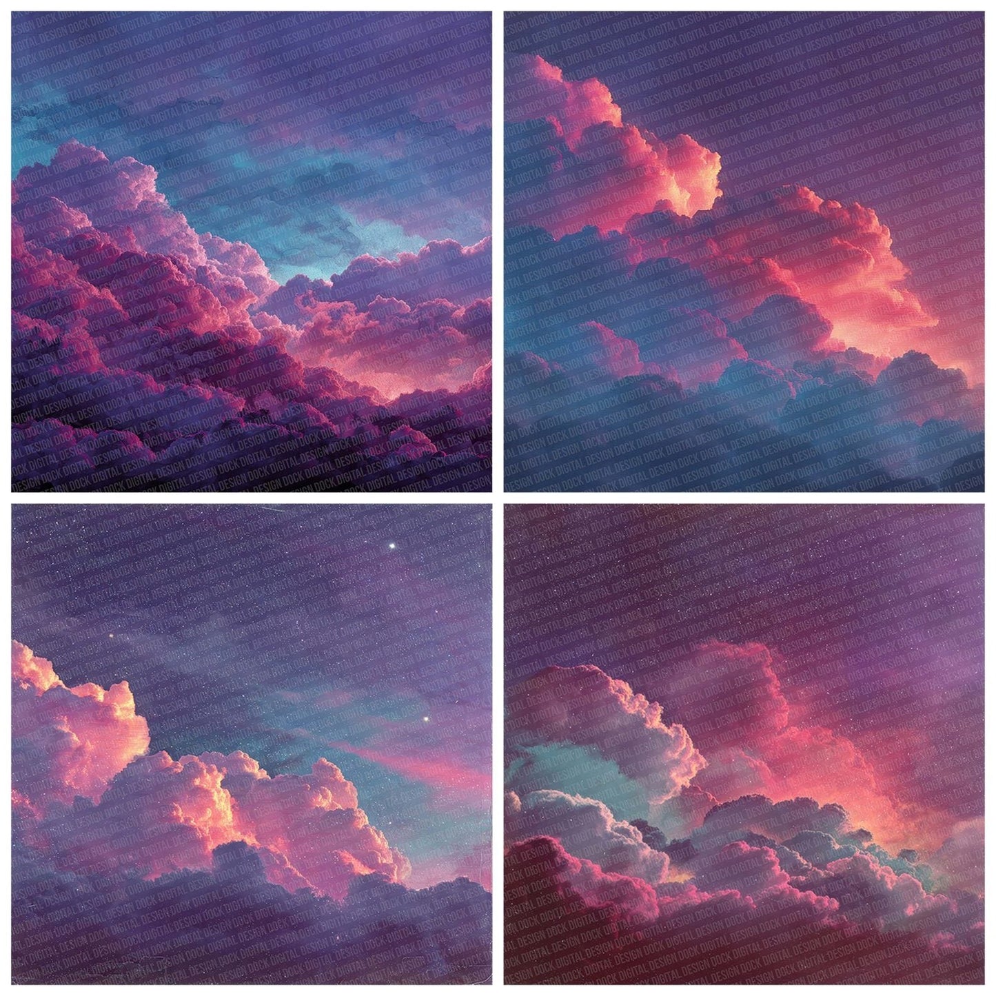 Neon Dream Clouds Digital Paper Pack (DDD002686)