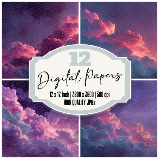 Neon Dream Clouds Digital Paper Pack (DDD002686)