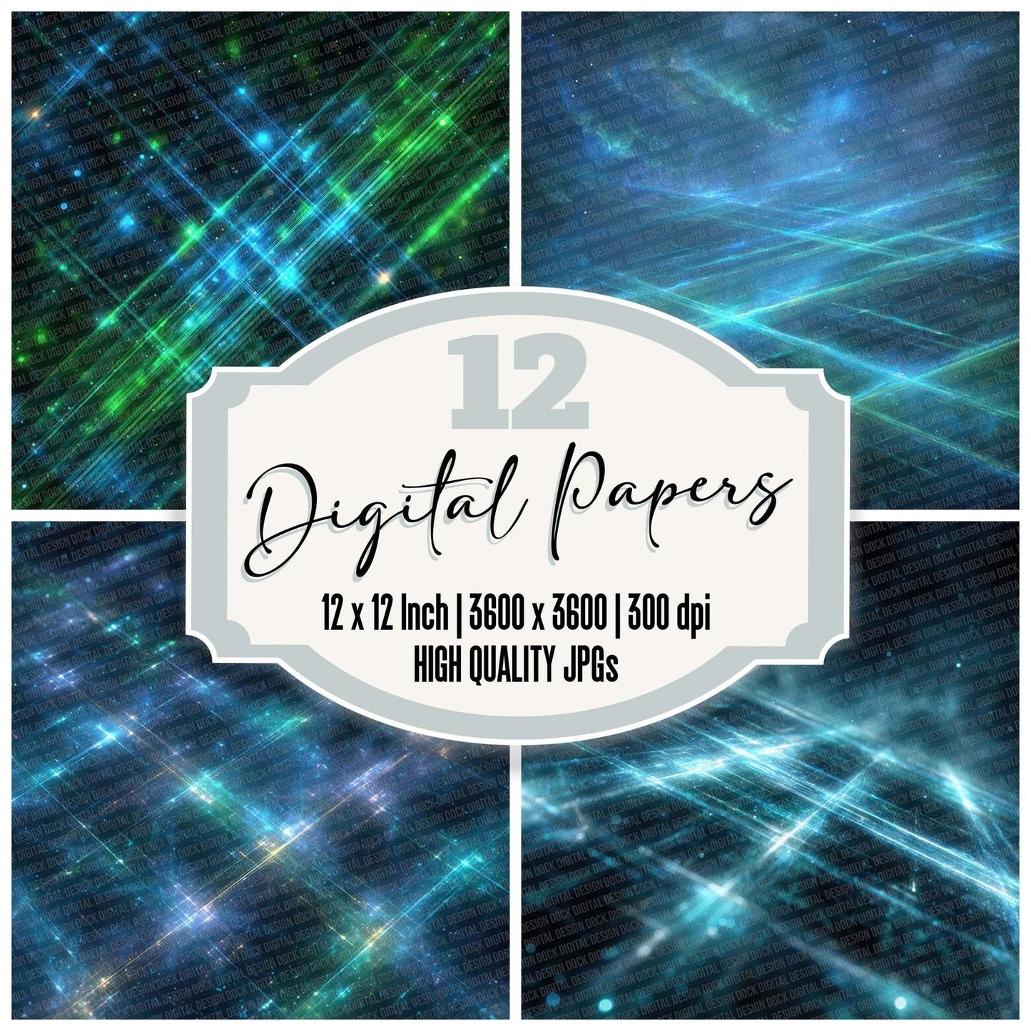 Neon Energy Grid Digital Paper Pack (DDD002687)