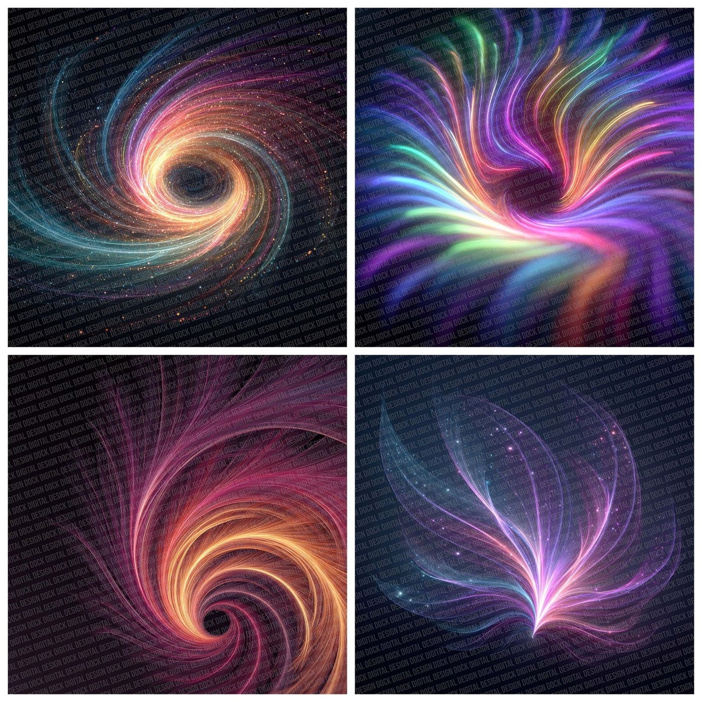 Neon Feather Spiral Digital Paper Pack (DDD002691)