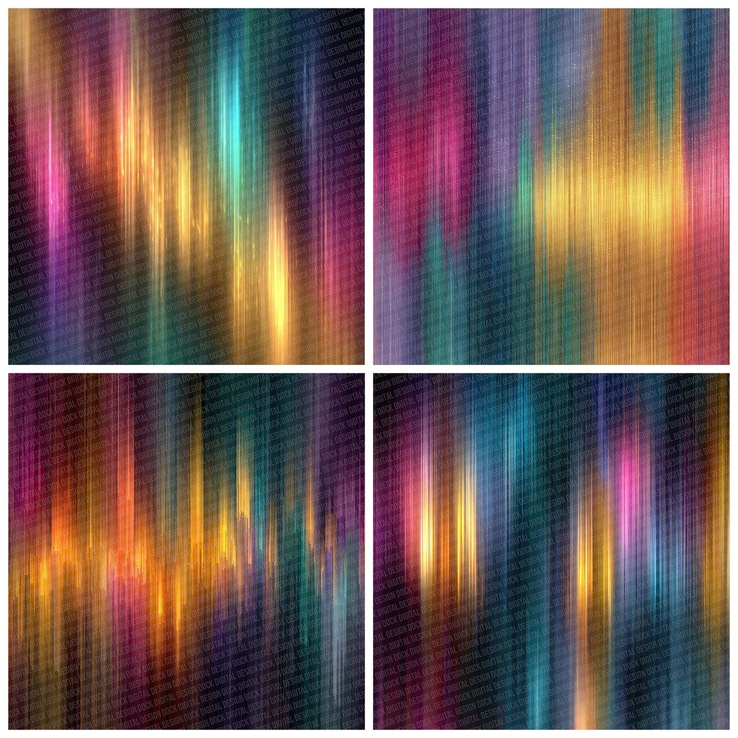 Neon Flow Rainbow Floral Fusion Digital Paper Pack (DDD007687)