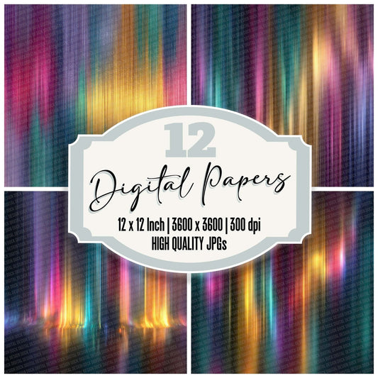 Neon Flow Rainbow Floral Fusion Digital Paper Pack (DDD007687)