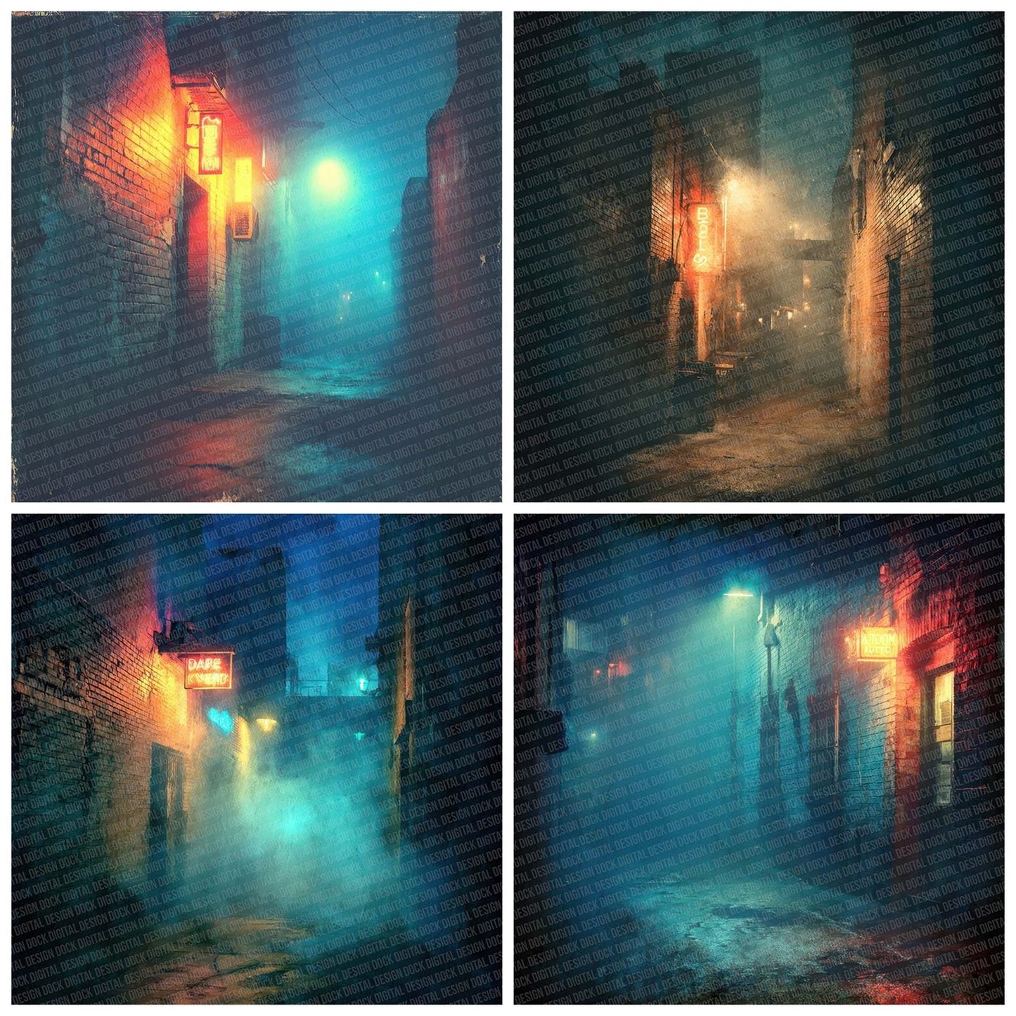 Neon Fog Alley Digital Paper Pack (DDD002692)
