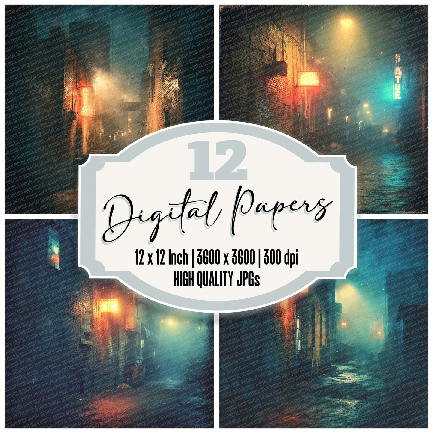 Neon Fog Alley Digital Paper Pack (DDD002692)