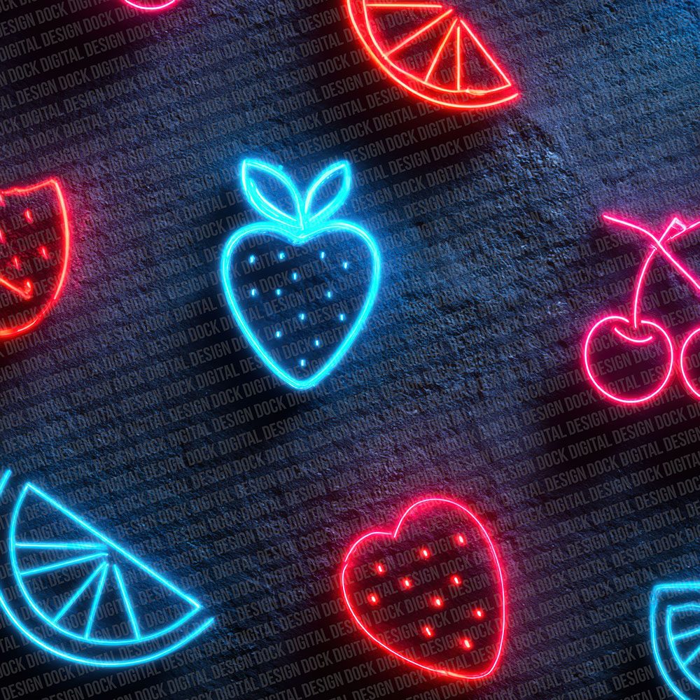 Neon Fruit Outline Digital Paper Pack (DDD002694)