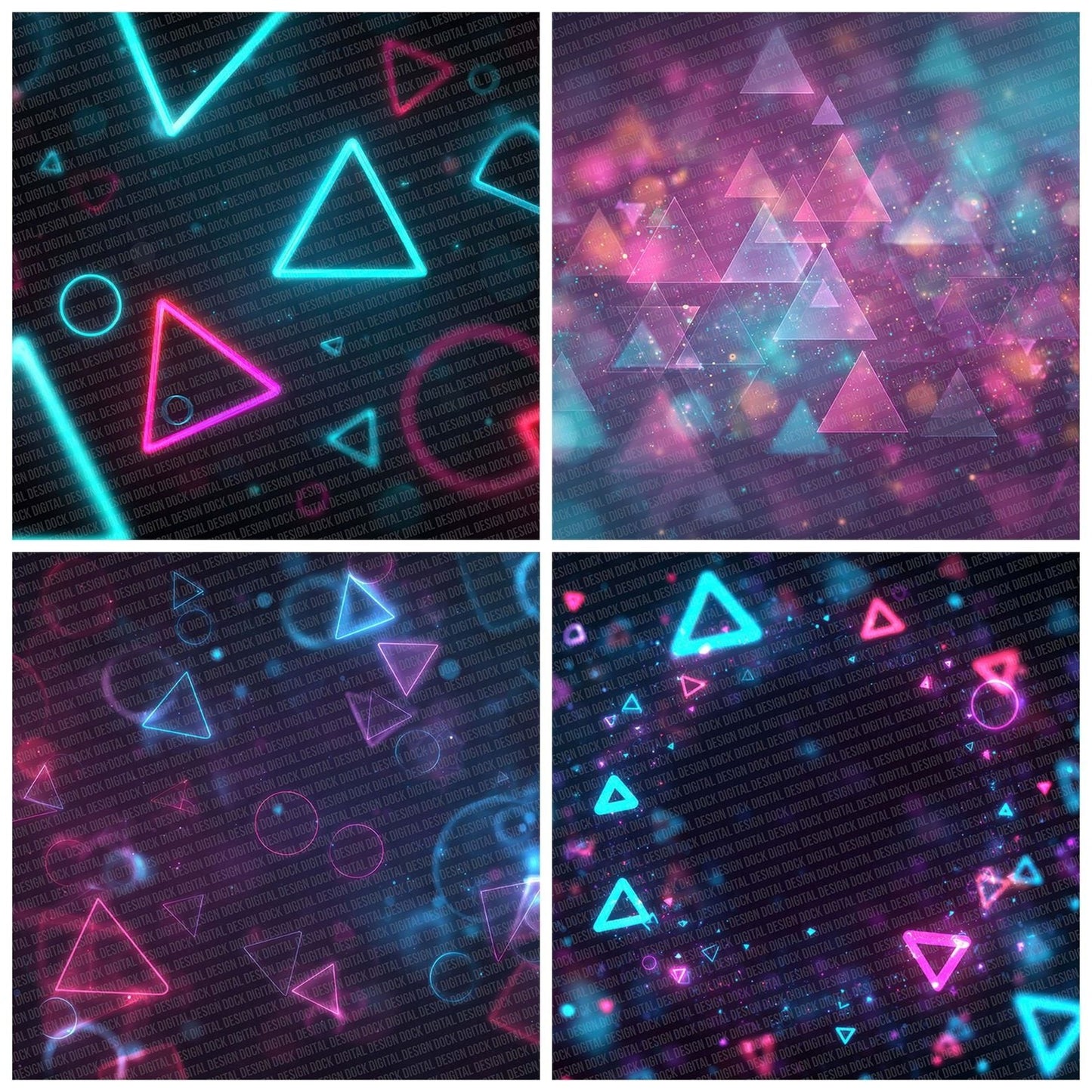 Neon Geo Pattern Digital Paper Pack (DDD002695)