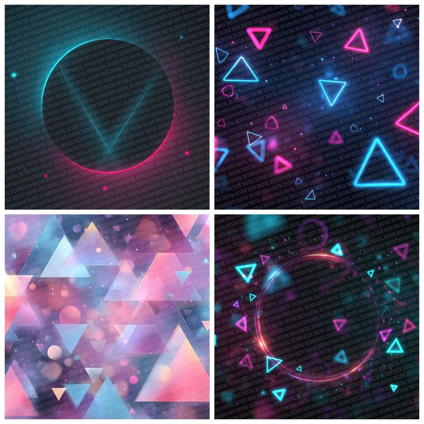 Neon Geo Pattern Digital Paper Pack (DDD002695)