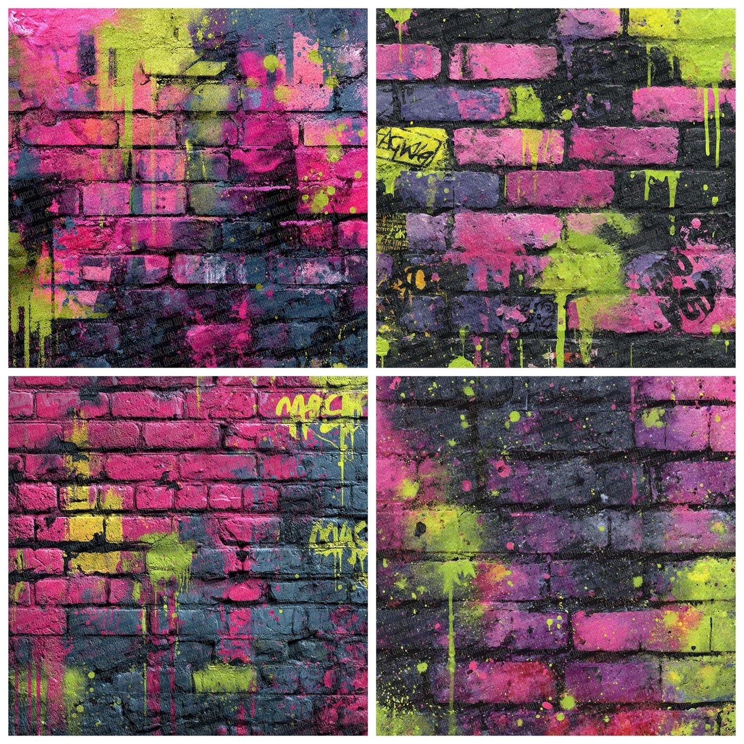Neon Graffiti Wall Digital Paper Pack (DDD002701)