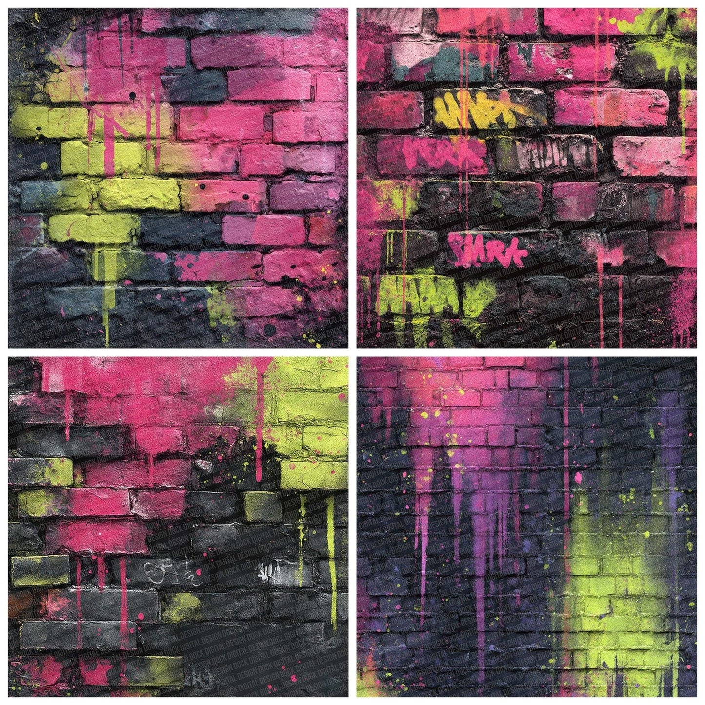 Neon Graffiti Wall Digital Paper Pack (DDD002701)