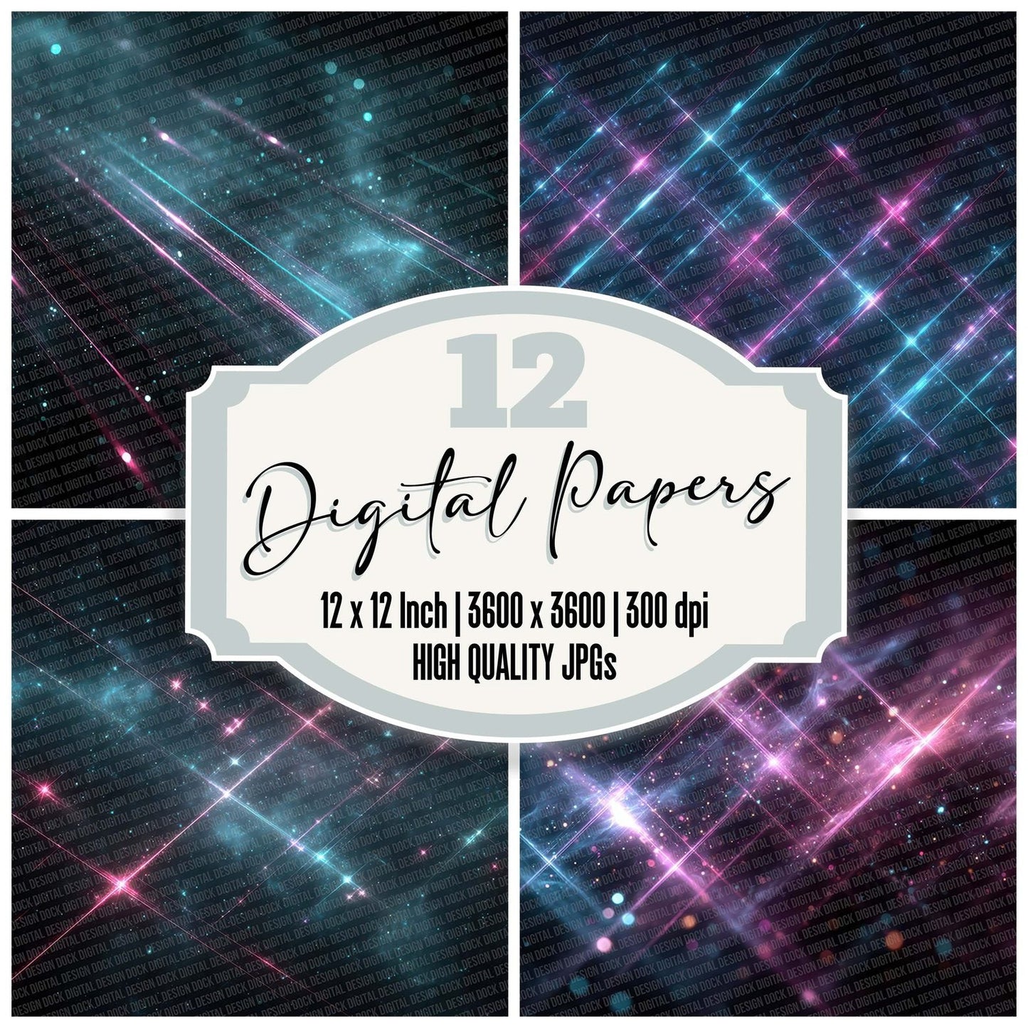Neon Grid Flash Digital Paper Pack (DDD002703)