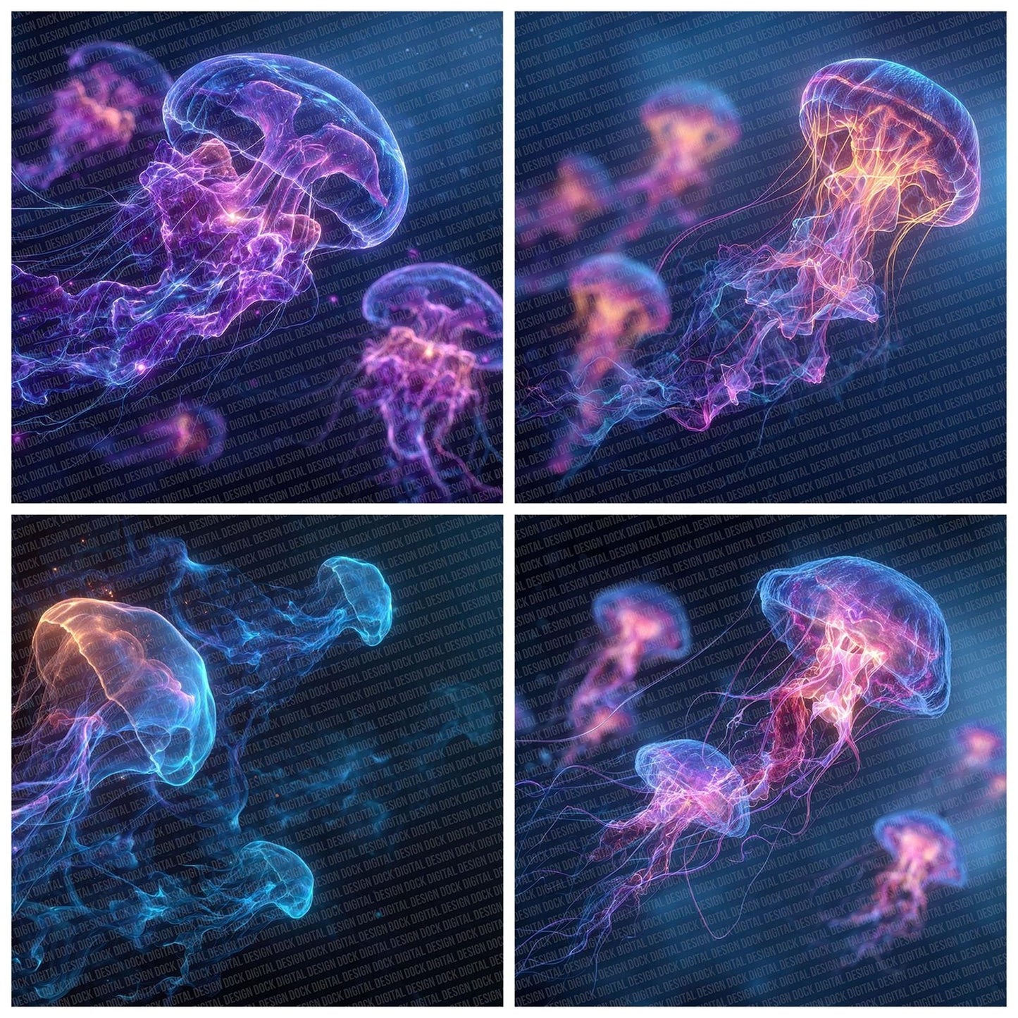 Neon Jellyfish Drift Digital Paper Pack (DDD002705)