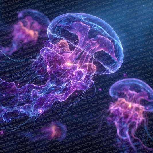 Neon Jellyfish Drift Digital Paper Pack (DDD002705)