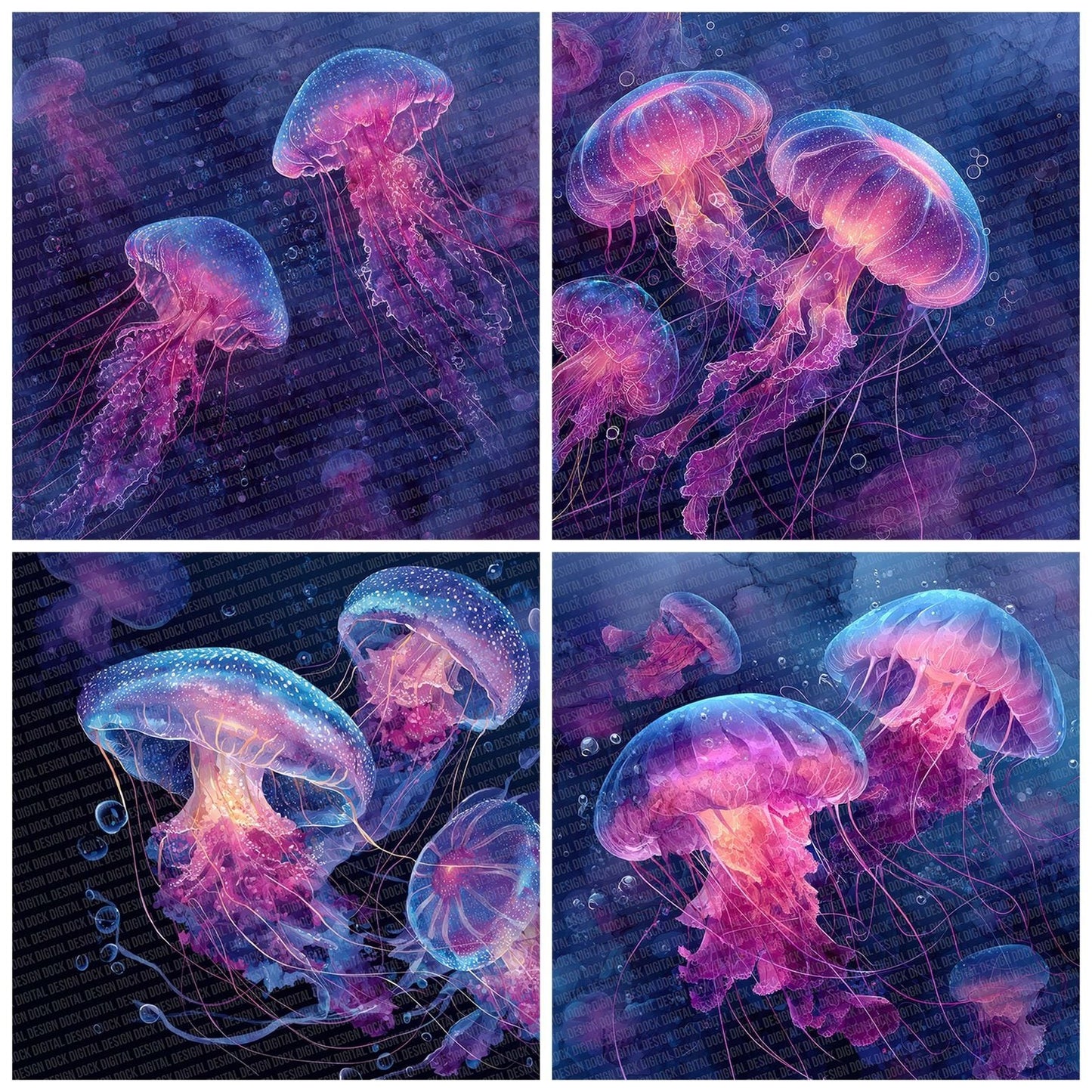 Neon Jellyfish Ink Digital Paper Pack (DDD007688)