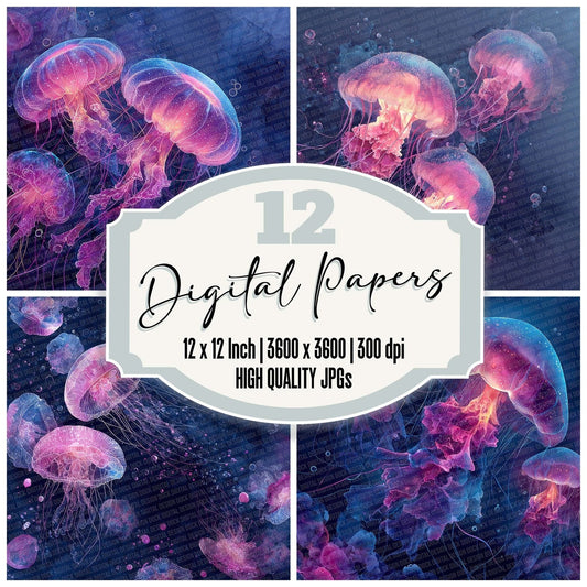 Neon Jellyfish Ink Digital Paper Pack (DDD007688)