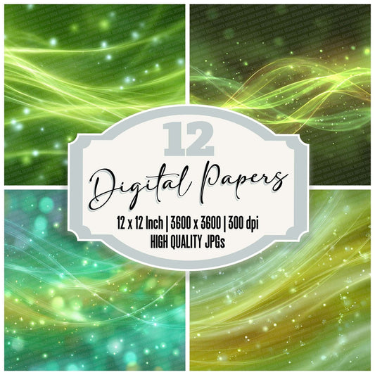 Neon Lime Glow Abstract Digital Paper Pack (DDD002706)